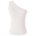thumbnail image 3 of IWRICH Women's One Shoulder Tank Tops Stylish Sleeveless Slim Fit Cropped Tee Shirt Summer Tops White XS, 3 of 4