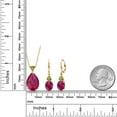 thumbnail image 2 of Gem Stone King 18K Yellow Gold Plated Silver Red Created Ruby and Green Peridot Pendant Earrings Jewelry Set for Women (20.44 Cttw, Pear Shape 18X13MM, with 18 inch Chain), 2 of 3