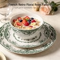 thumbnail image 2 of Vesteel 12 Pieces Bowls and Plates Set, Floral Ceramic Dinnerware Set for 4, Porcelain Tableware Dishes Set for Kitchen, Dining, Microwave & Dishwasher Safe, Vintage Green, 2 of 10