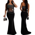 thumbnail image 3 of Vestido PORRCEY Hot Drilling Craft, sexy, de malla transparente, negro, 3 of 6