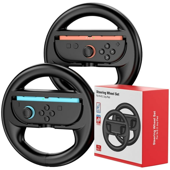 Uberwith for Joy-Con 2 Steering Wheel for Switch 2 - Racing Wheel for Racing Games Accessories- Ergonomic Non-Slip Controller Console (2 Pack, Black)