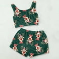 thumbnail image 2 of Robe & Shorts Sets – Two Piece Sets for Women & Cooling Pajamas Ladies' Christmas Casual Two Piece Set Solid Color Tank Top Short Top Shorts Home Clothes Pajama Set, 2 of 4