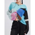 thumbnail image 5 of Cenuakty Women Basic Crop Tops Contrast Colors Knit Cutout Long Sleeve Shirt Casual Pullovers for Club Streetwear, 5 of 9
