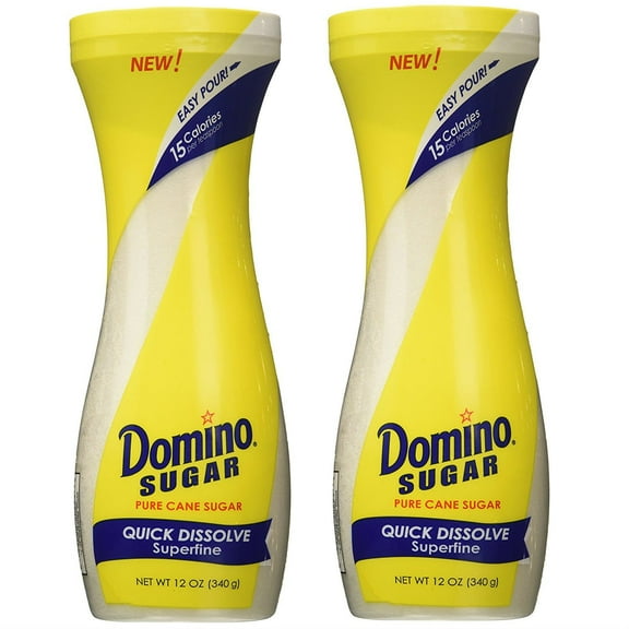 Domino White Sugar Pure Cane Sugar Quick Dissolve Superfine 12 Ounce Flip Top 2 Pack