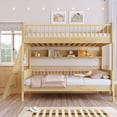 thumbnail image 2 of Bellemave Bunk Bed with Storage Shelves, Wooden Twin Over Twin Bunk Beds with with Bookshelf and Ladder, Ladder Can be Changed Left or Right, No Box Spring Required,Natural, 2 of 8