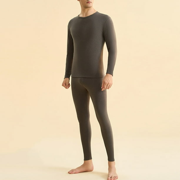 Conjuntos de ropa interior térmica para hombre, traje térmico de invierno de color sólido, conjunto de ropa interior térmica para hombre, pantalones superiores de poliéster