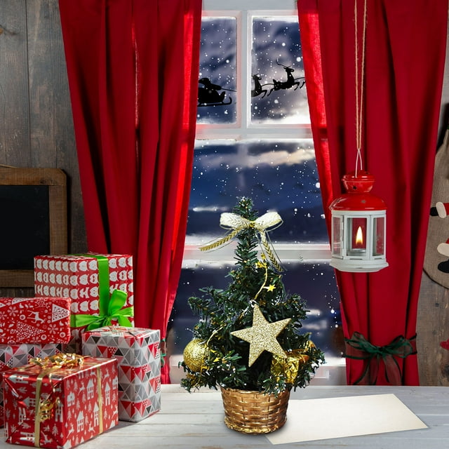 Wzzjkit 20cm Mini Christmas Tree Desktop Gift Tree Artificial Miniature Desktop Tree Suitable for Christmas Indoor Bedroom Desktop Decoration