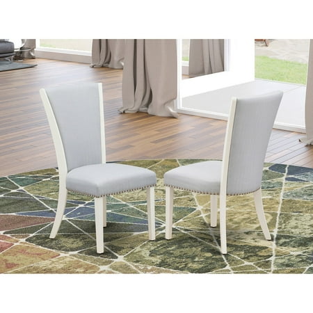 East West Furniture Verona 39  Fabric Dining Chairs in White/Gray (Set of 2)