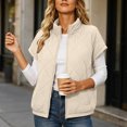 thumbnail image 6 of NominalSnug Women Short Sleeve Quilted Vest Stand Collar Zip Up Lightweight Padded Outerwear With Side Pockets, 6 of 8