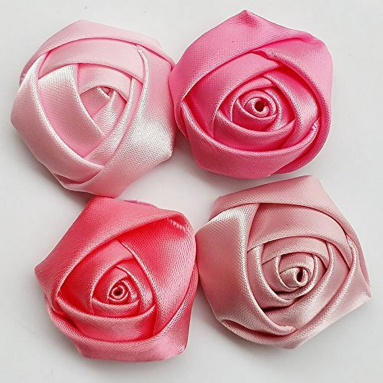 DIY Satin Ribbon Rose flowers, How to make ribbon rose