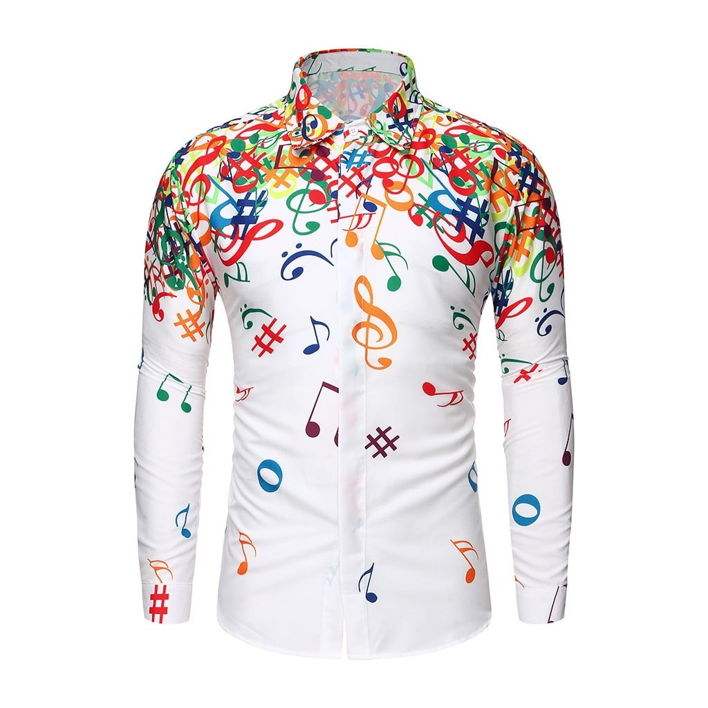 men's shirt with musical notes