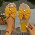 thumbnail image 2 of Yellow Flat Slippers For Womens Bow Decor Non-Slip Lightweight Comfortable Indoor Home Shoes Soft Cozy Casual Footwear For Daily Household Wear Size 39, 2 of 9