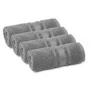 Melissa Linen, Washcloths Pack, Premium Cotton, Quick Dry, Soft, Absorbent 12 x 12, 4 Piece, Dark Grey