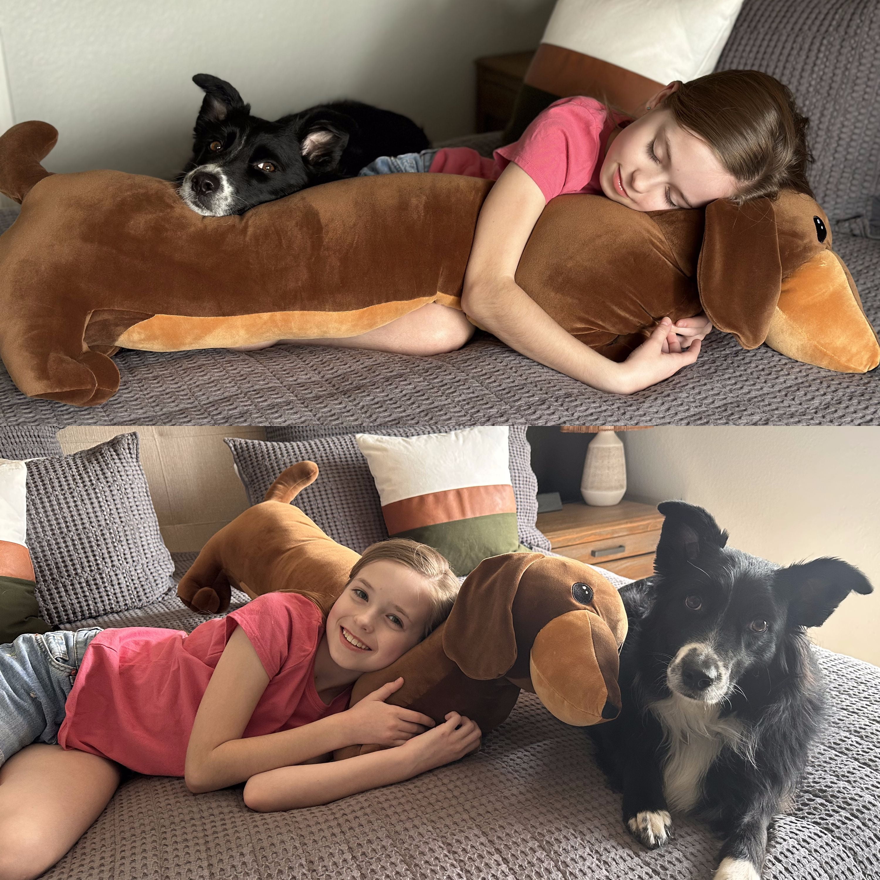 Tezituor 43.3'' Dachshund Dog Stuffed Animal Giant Weiner Dog Body Pillow Plush Toy