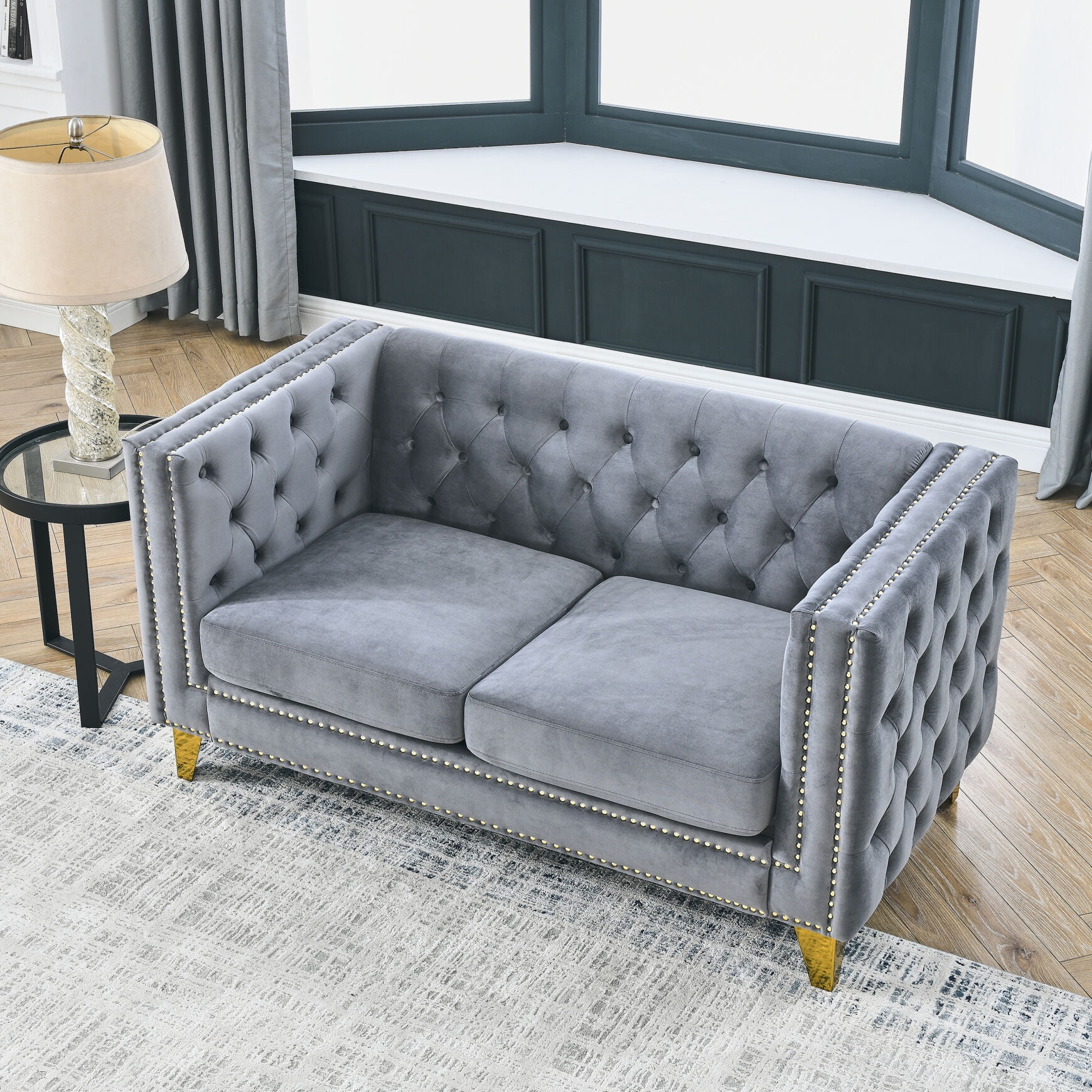 DULTON　＊　VELVET SOFA 2 SEATER AESTHETIC Blue Velvet Sofa by ARCTIC SCORPION, 82.3'' 3-Seater