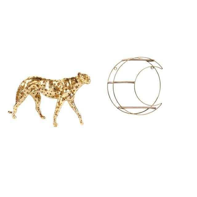 Estante De Escultura De Guepardo Dorado De Varios Niveles, Figura De Animal Moderna, Centro De Mesa Montado En La Pared Para Decoración Del Hogar, Oficina Y Exhibición De Objetos