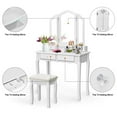 thumbnail image 6 of Costway Makeup Table Stool Set Tri Folding Mirror Vanity White, 6 of 12