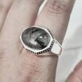 thumbnail image 3 of Black Rutile Mans Ring, Natural Black Rutilated Quartz, Quartz Silver Jewelry, 925 Silver Ring, Gift, Heavy Mens Ring, Arabic Design, Ottoman Style Ring, Christmas, Turkey Mens Signet Ring, 3 of 6