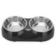 thumbnail image 1 of Cuencos dobles antideslizantes de acero inoxidable para mascotas, alimentador de agua para alimentos domésticos para mascotas medianas y pequeñas (M negro), 1 of 5