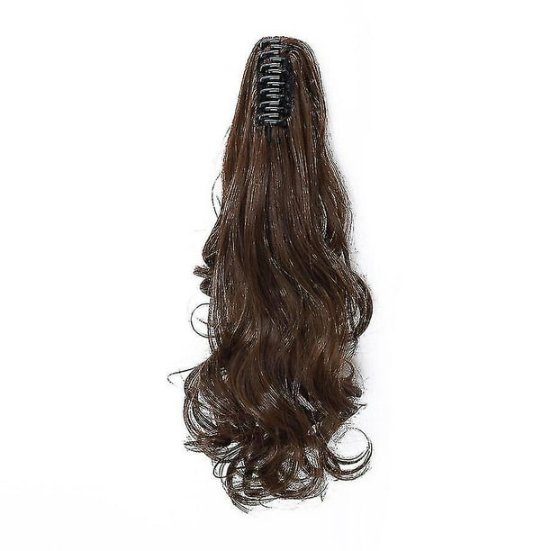 Clip de extensión de cola de caballo rizado largo de 18 "en cola de caballo para mujeres marrón