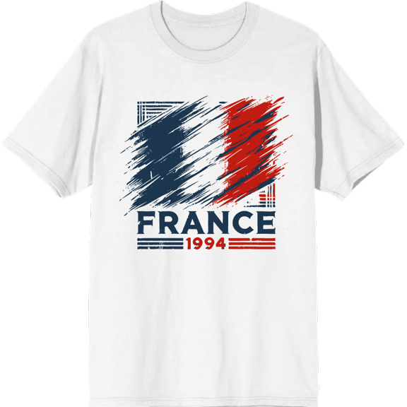World Cup 1994 France Adult White Crew Neck Short Sleeve Tee-Medium