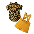 thumbnail image 5 of Toimothcn Toddler Boys Clothes Sets Short Sleeve Casual Sunflower Printed Lapel Shirts Stretchy Shorts 2Pcs Outfit Sets Soft Loose Summer Gentleman Clothes Sets Comfy Children'S Clothing, 5 of 9