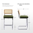 thumbnail image 2 of ONEVOG 25.6”Counter Height Rattan Bar Stools Set of 2, Velvet Upholstered Cantilever Bar Chairs with Metal Base and Cane Back, Mid-Century Modern Barstools for Kitchen Island, Green, 2 of 7