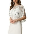 thumbnail image 4 of INSPIRE CHIC Women's Sequin Beaded Shawl Wraps Evening Cape Bridal Cover Ups M White, 4 of 6