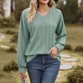 thumbnail image 2 of Long Sleeve Tops for Women Cotton Womens Sweatshirt Clearance Under $5 Winter V Neck Long Sleeve Casual Sweatshirts, 2 of 4