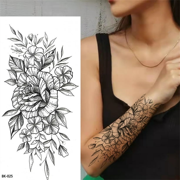 Fiudx Ofertas Flash Del Día Solo En Línea Bocetos Tatuajes Pegatinas Pegatinas Abstractas Flores Rosas