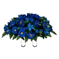 thumbnail image 5 of Sympathy Silks Artificial Cemetery Flowers Royal Blue Lilies and Daisies Saddle with 1 Bouquets with Sympathy Silks Plastic Grave Vase with Spikes, 5 of 5