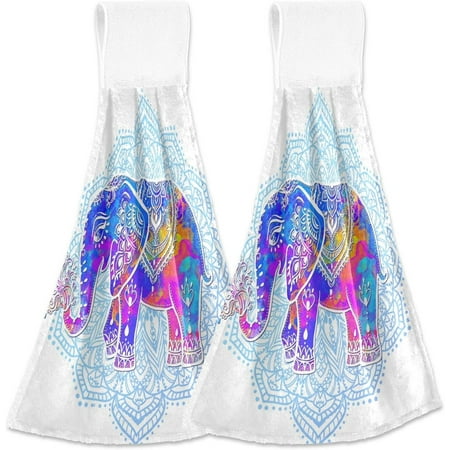 

Bestwell Hanging Kitchen Towel 12 x 17 Painted Elephant Towel Set 2 Pieces of Dry Towels for Kitchen Bathroom Laundry Room Table