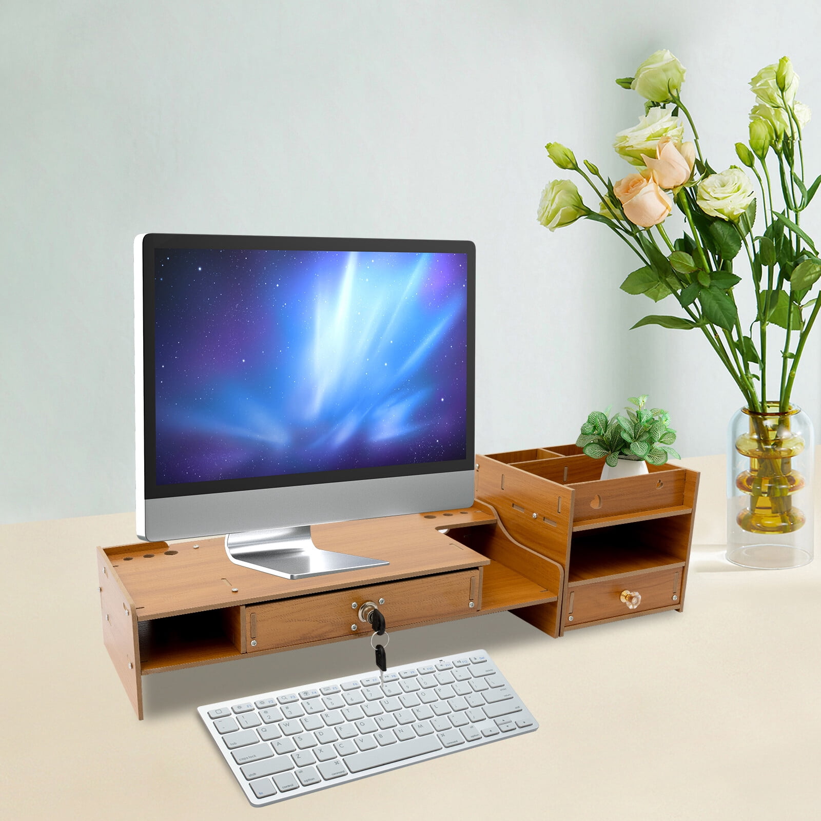 Modern Desktop Monitor Stand Monitor Riser Stand Computer Monitor Booster Stand for Home, School, Office