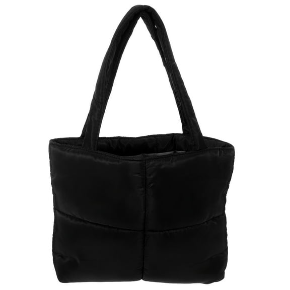 PENIKOKO Black Quilted Tote Bag for Women's Large Capacity Stylish Shoulder Bag Durable Nylon Cotton for Home Use