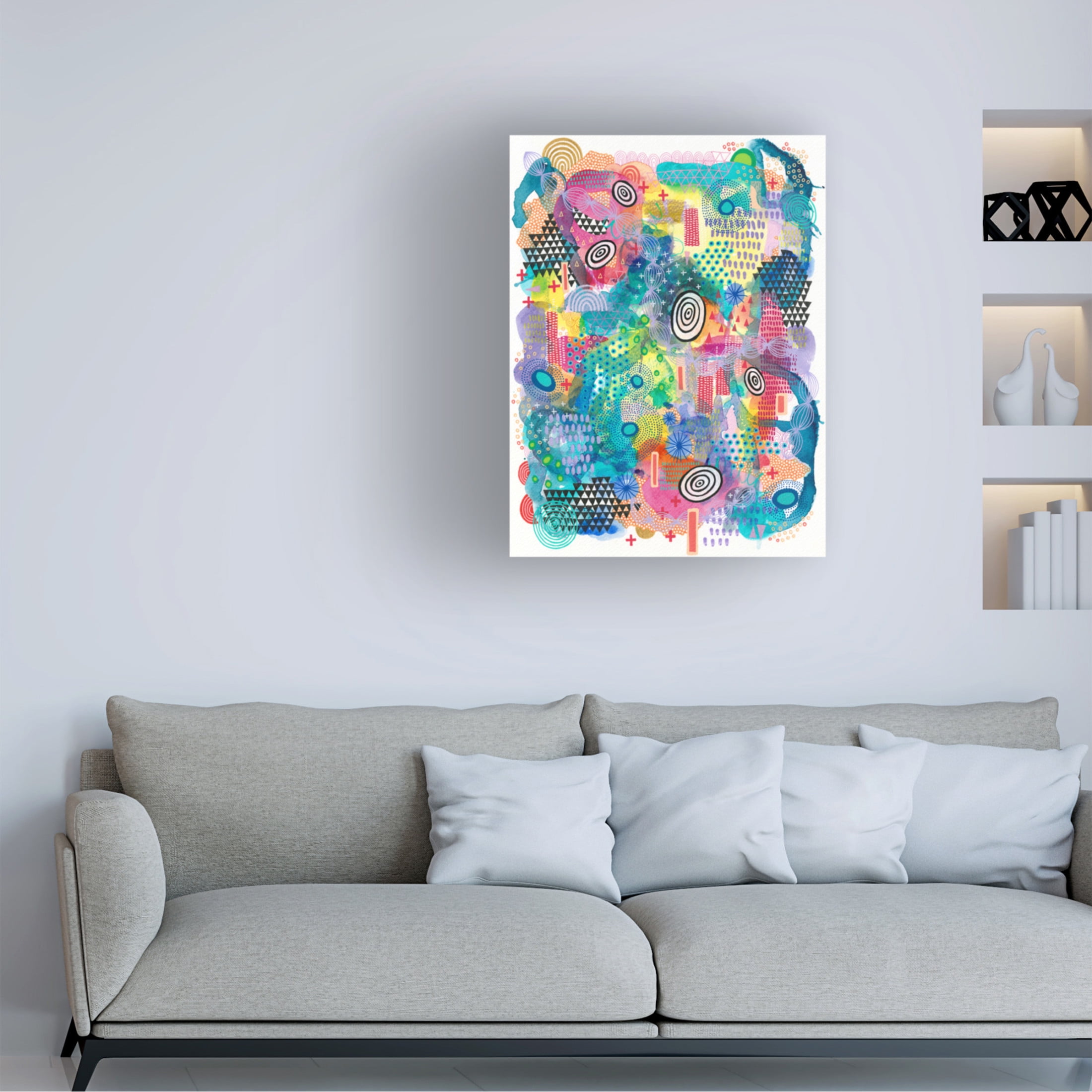 Canvas Wall Art - Van Dam Art 'Ocean Fireworks' Wall Art for Living Room, Bedroom, or Office Décor by Trademark Fine Art - 35 x 47 Inches