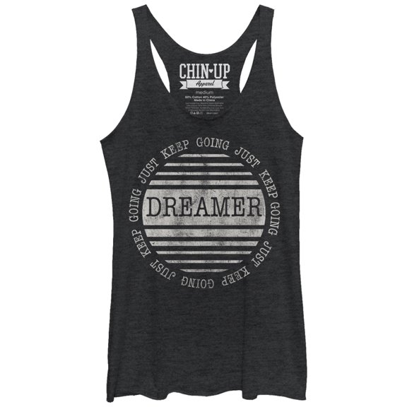 Women's CHIN UP Dreamer Just Keep Going  Racerback Tank Top Black Heather X Large