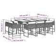 thumbnail image 4 of vidaXL 11 Piece Garden Dining Set with Cushions Grey Poly Rattan, 4 of 5