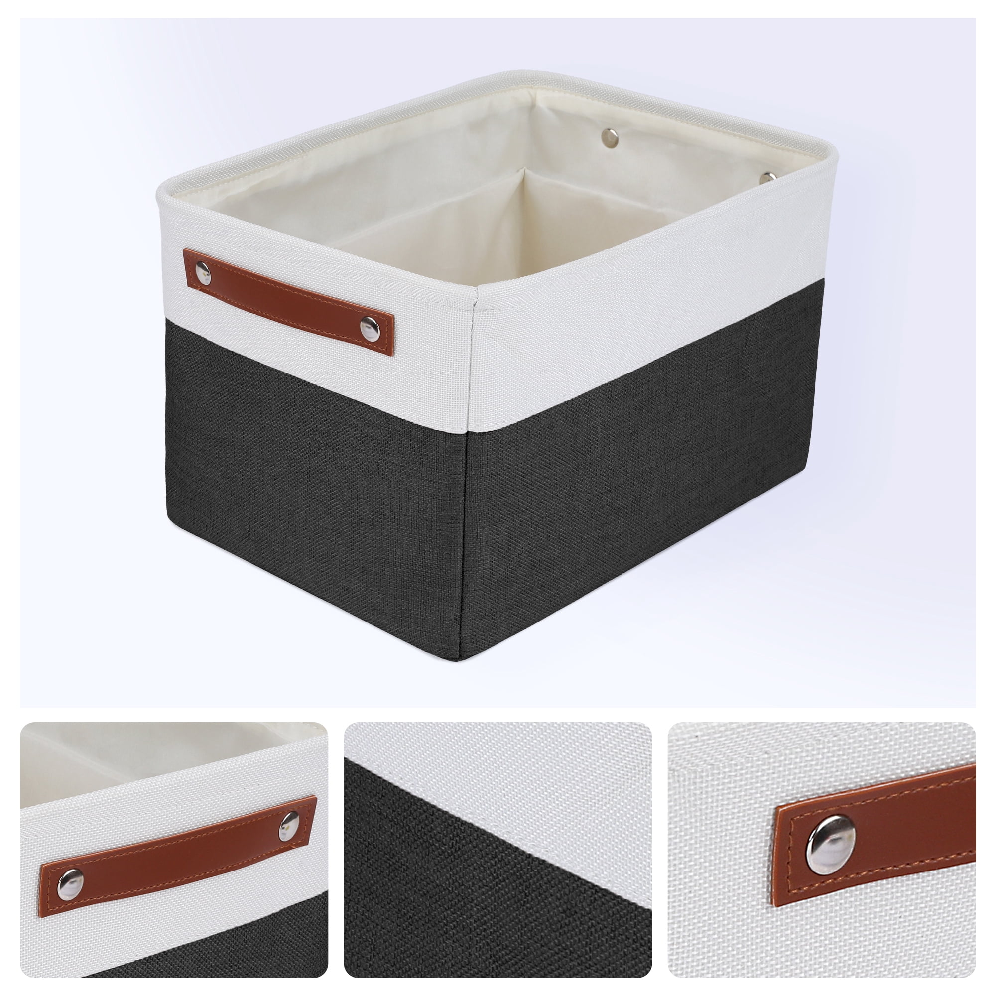Unique Bargains Storage Cube Cotton Storage Bin with Handles for Closet Organizers Black