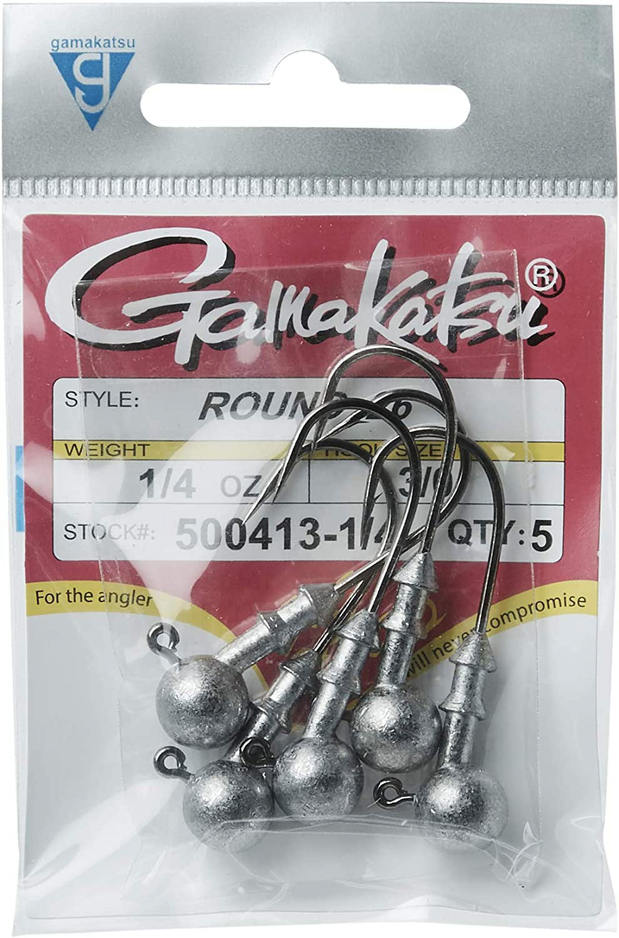 Gamakatsu 500413-1/4 Round 26 Jighead 1/4 oz 3/0 Hook Nickel 