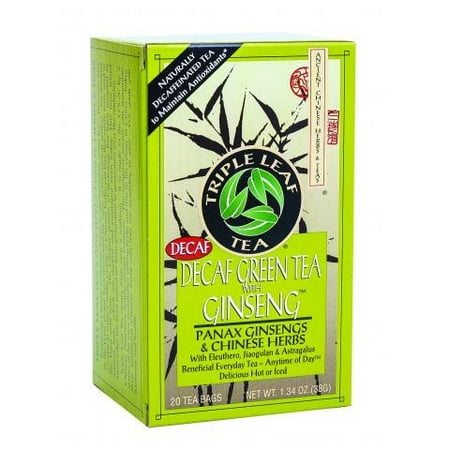 Ginseng Tea 20 Bags - Triple Leaf Tea Green Tea With Ginseng - Decaffeinated - 20 Bags