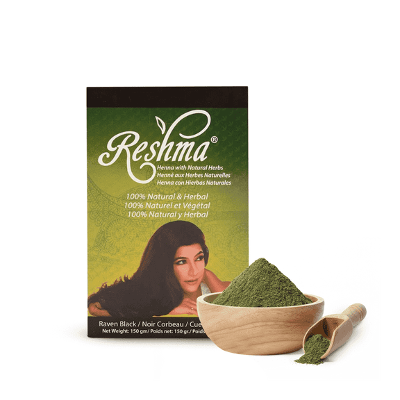 100% Natural Organic Henna Powder for Hair with 7 Ayurvedic Herbs Indigo, Henna, Bhilawa Nuts, Hibiscus, Amla, Methi Seed & Shikakai Heena Mehendi- 5.29 oz, Pack of 1 (Raven Black) by Reshma Beauty