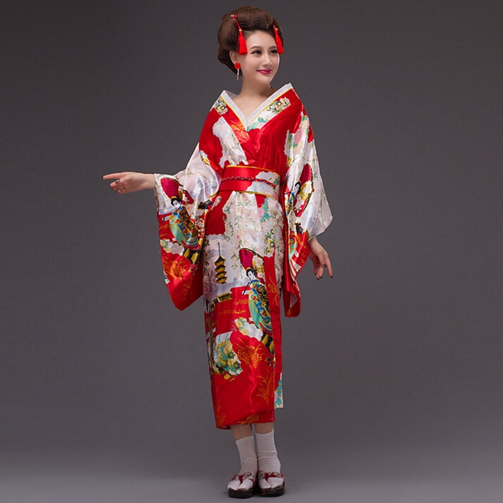 YUNAFFT Womens Dresses Clearance Women's Print Kimono Robe Traditional ...