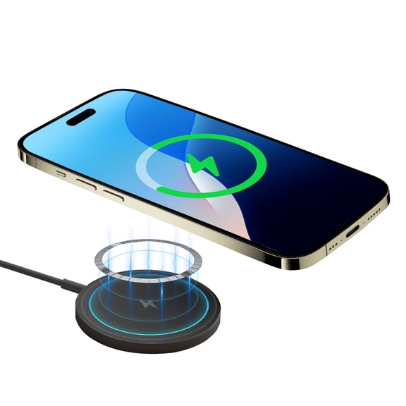 15W Fast Wireless Charger, Wireless Charging Pad Compatible with iPhone 16 15 14 13 12 11 8 Series, Compatible with AirPods, Ideal for Office Home Travel, Black
