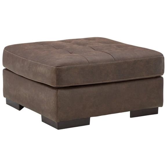 Bowery Hill Oversized Polyurethane Accent Ottoman in Walnut