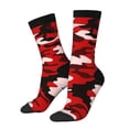 thumbnail image 2 of Women Crew Graphic Print Tube Socks Red Camouflage Pattern Design Ladies Socks, 2 of 7