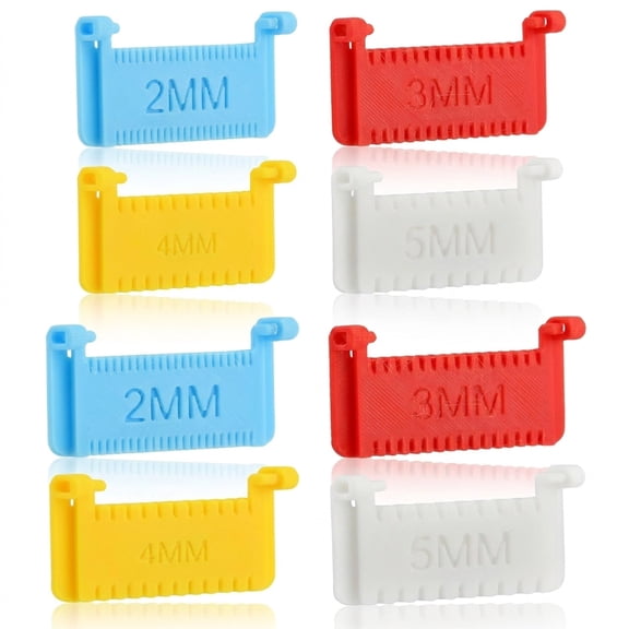 8pcs Clip-On Sewing Ruler Set, Hand Edge Stitch Lock and Gauge Templates with 2mm 3mm 4mm 5mm Spacing for Even Stitches and Quilting