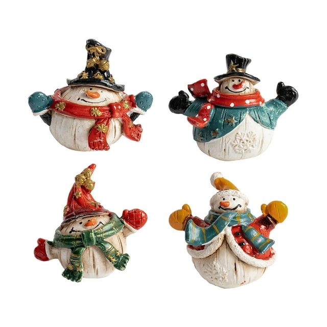 Figuras navideñas, estatuas navideñas de mesa, esculturas de mesa pintadas a mano Estilo C 4 piezas.