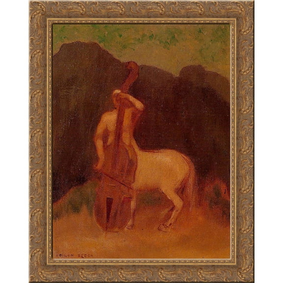 Centaur with Cello 20x24 Gold Ornate Wood Framed Canvas Art by Redon, Odilon