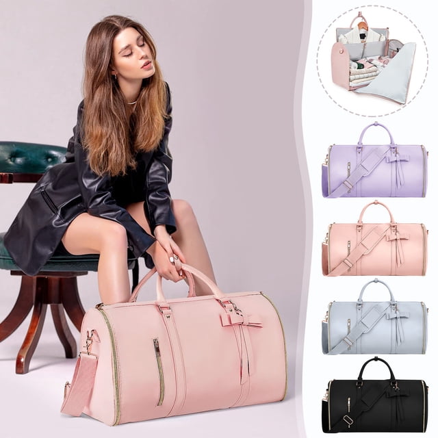 Xihbxyly Bolsa de Viaje para Ropa, Diseño Plegable Convertible, Almacenamiento de Ropa Antiarrugas, Bolsa Multiusos para Viajes de Negocios, Bodas o Escapadas de Fin de Semana, de Cuero, Tamaño 52 X