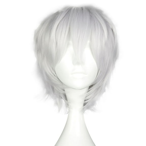 Unique Bargains Human Hair Wigs for Women Lady 12" Light Gray Curly Wig with Wig Cap